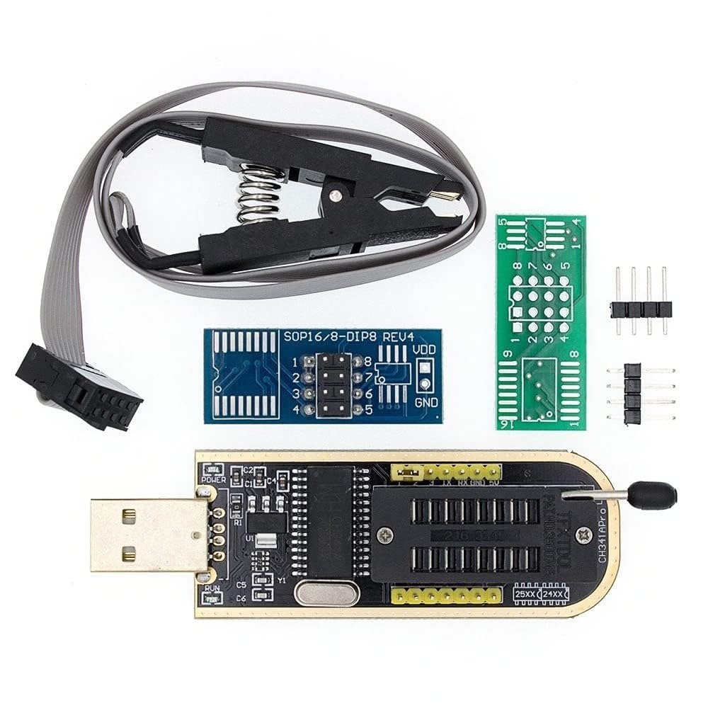 CH341A 24 25 Series EEPROM Flash BIOS USB Programmer + SOIC8 SOP8 Flash Chip IC Test Clips Socket Adpter Programmer