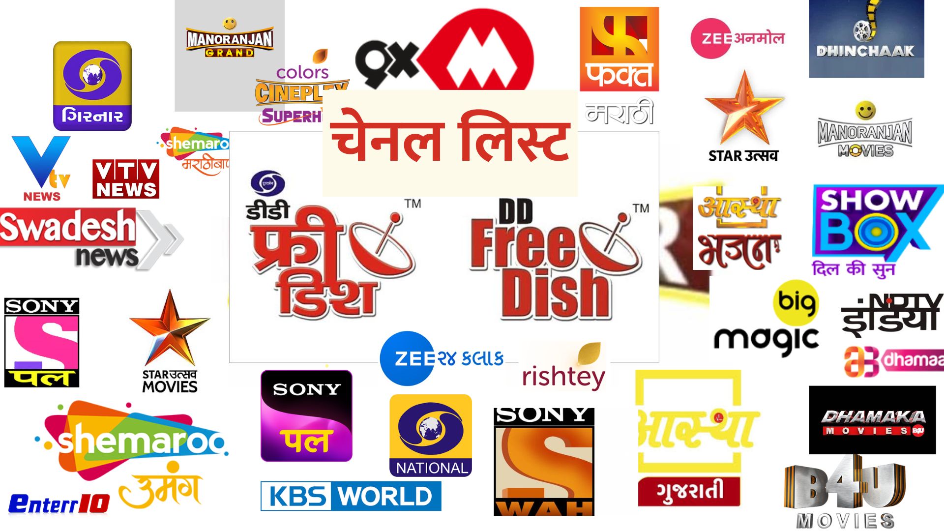 DD Free Dish MPEG-2/MP-2 SD Channels & Services List | All Channel List – 418 Channels with logos